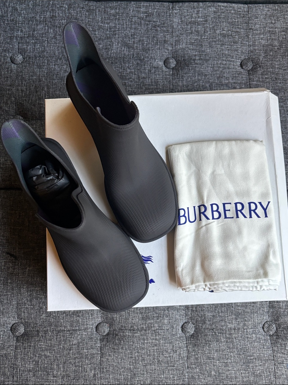 Burberry  Black Rubber Slip-On Rain Boots